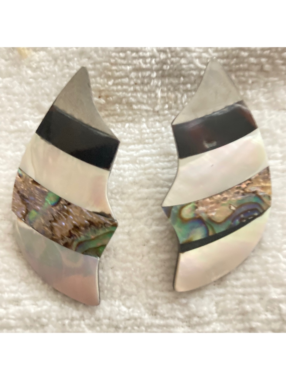 Vintage multi stone inlay earrings